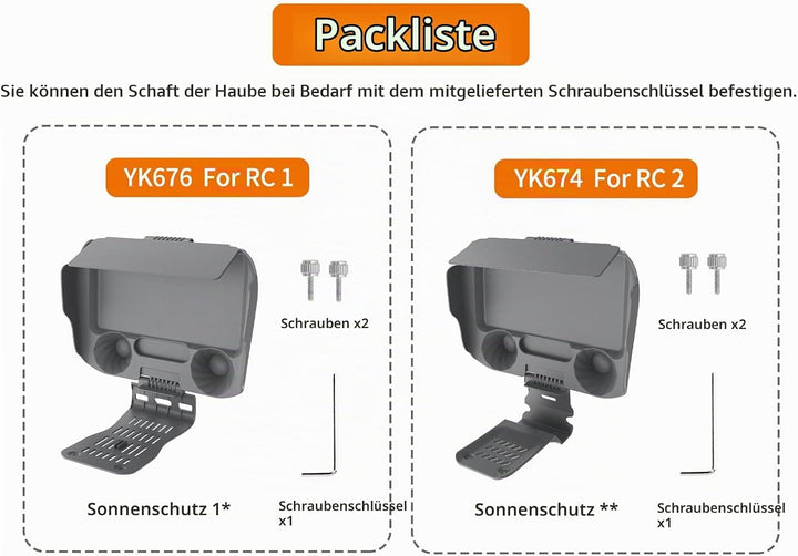 DJI RC1/2 2 in 1 Sonnenblende DJI RC 1-Fernbedienung Air 3/Mini3 Pro Hauben,RC Joysticks Protektor S