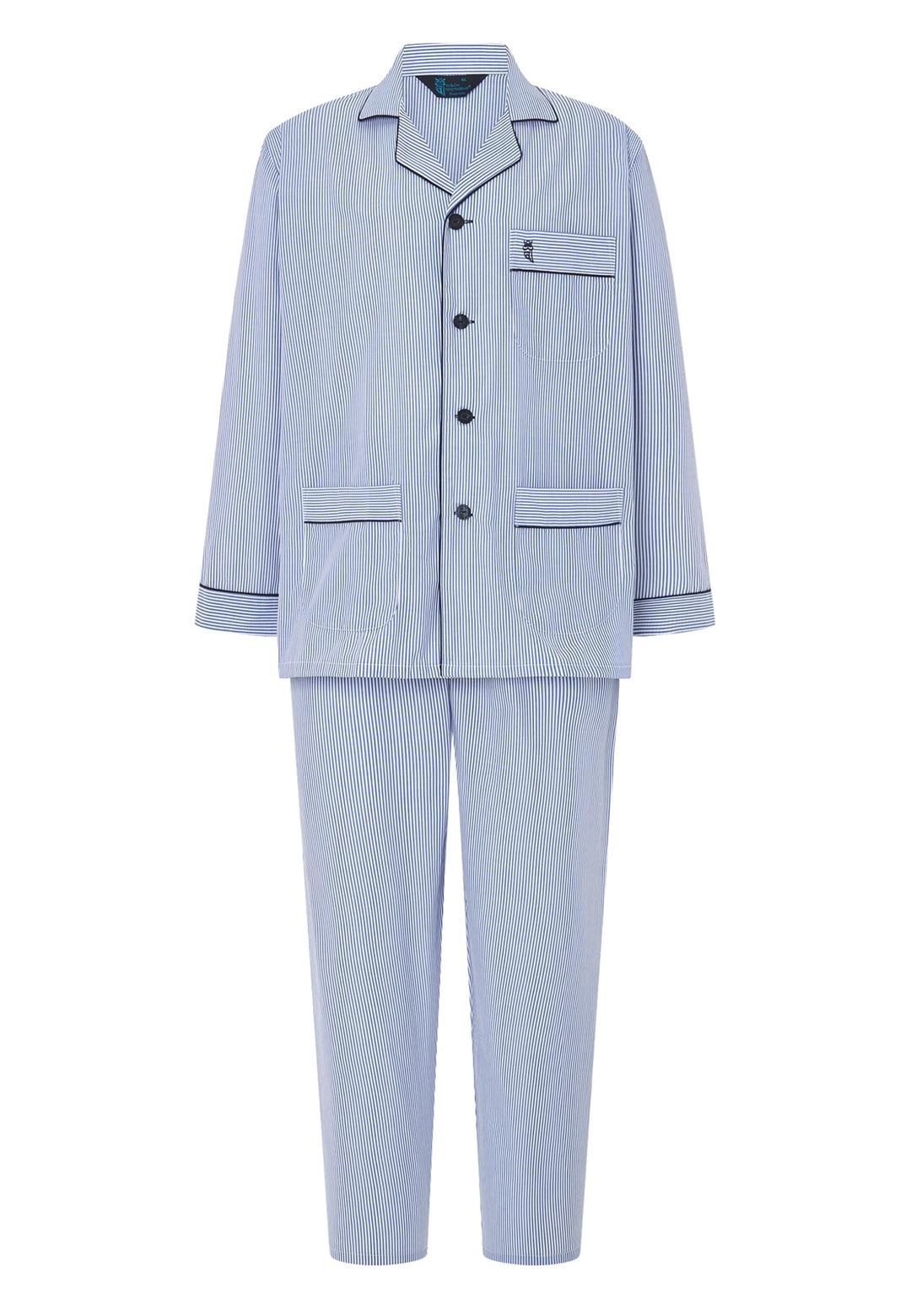El Búho Nocturno Schlafanzug Herren Lang Baumwolle Pyjama Für Herren Klassisch Revers Knopfjacke Kar