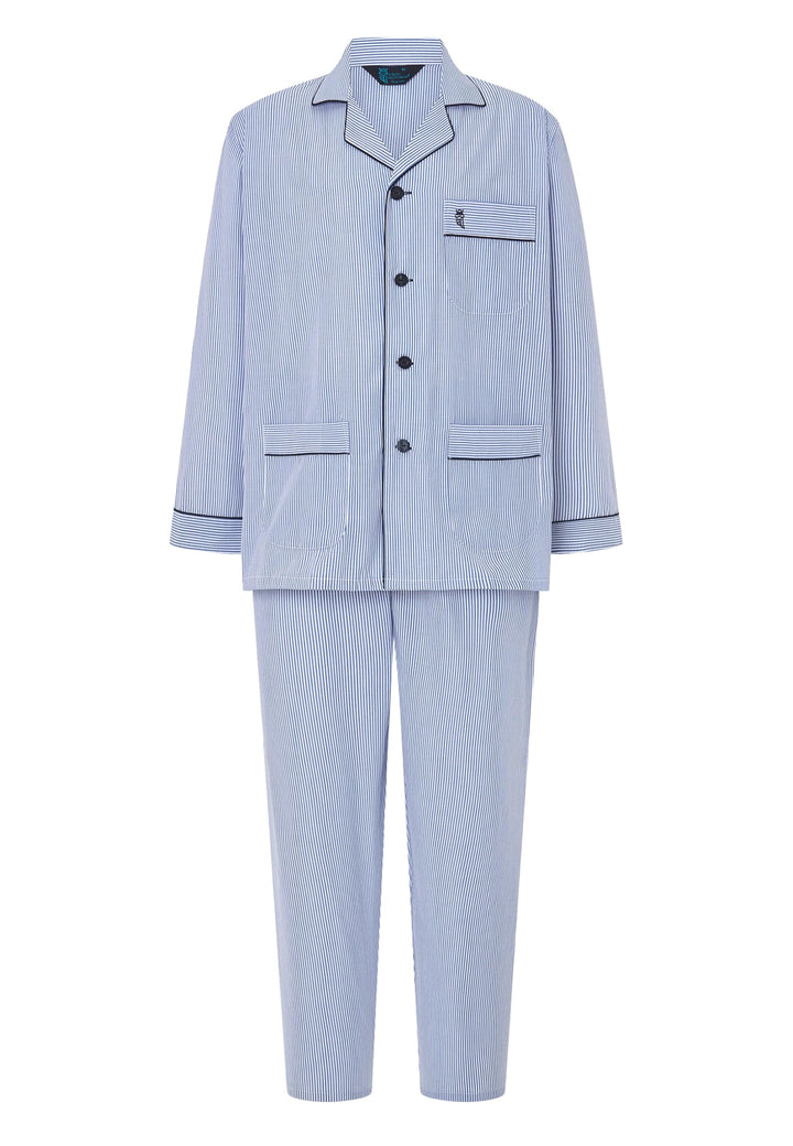 El Búho Nocturno Schlafanzug Herren Lang Baumwolle Pyjama Für Herren Klassisch Revers Knopfjacke Kar