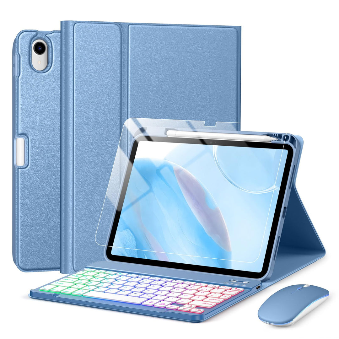 drivego Tastatur Hülle mit Maus for iPad A16 11/10 Generation (11/10.9 Zoll 2025/2022), Bluetooth Ma