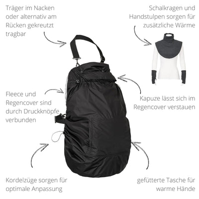 Hoppediz Fleece-Cover 3-in-1, wärmendes universal Tragecover für Babytrage und Tragetuch mit Regensc