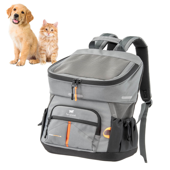 Ferplast Hunderucksack Voyager Backpack, Katzenrucksack, Hundetasche, Hundebox, Weite Öffnung, verst