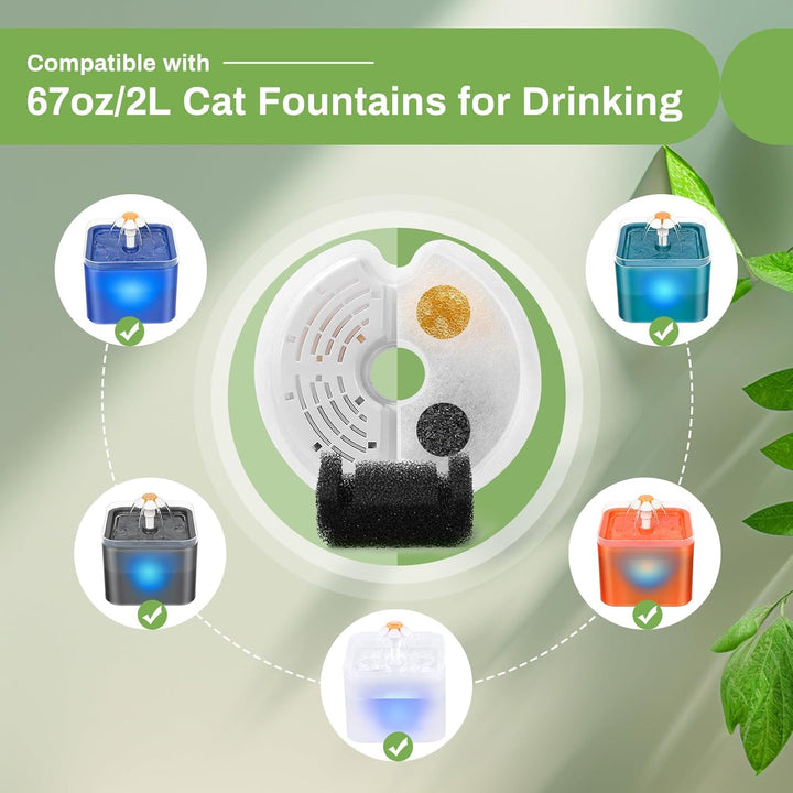 Filter für Katzenbrunnen, 12 Stück Ersatzfilter Trinkbrunnenfilter für Katzenbrunnen 67oz mit LED-Na