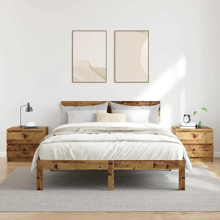 vidaXL Nachttische 2 STK. Altholz-Optik 50x40x43,5 cm Holzwerkstoff, Schrank, Beistellschrank, Nacht