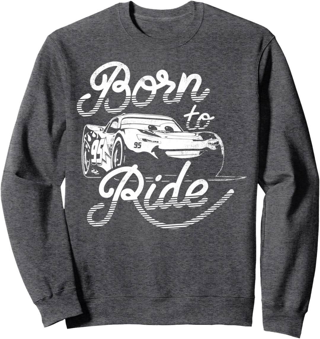 Disney Pixar Cars 2 Lightning McQueen Born To Ride Text Sweatshirt
