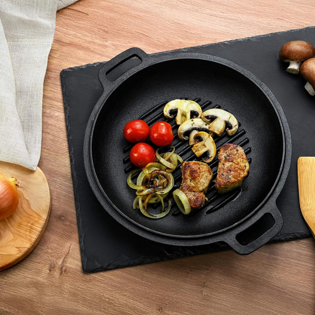 GRÄWE Dutch Oven CI 350 Ø 26 cm – Gusseisen Brat- & Kochtopf 2-in-1 mit Deckel, Induktion & Backofen