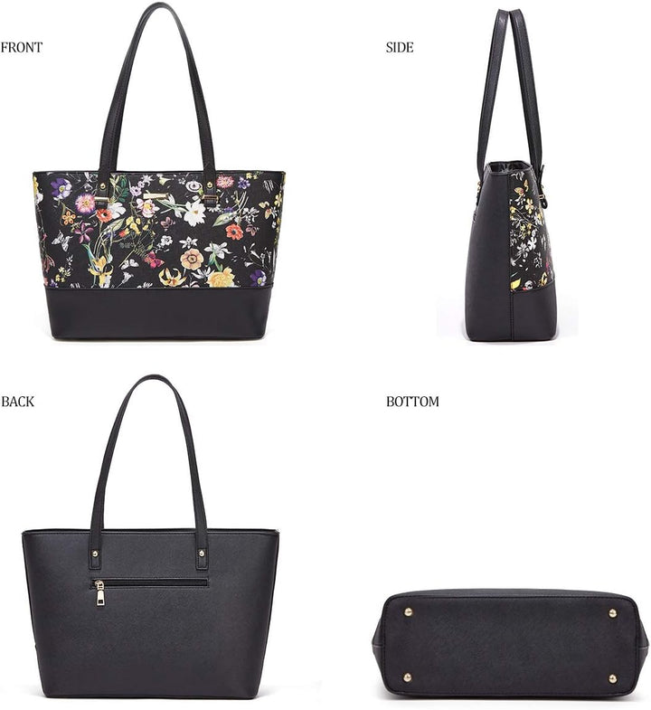 Frauen Mode Kunstleder Handtaschen Tote Tasche Schultertasche Top Griff Satchel Geldbörse Set 4pcs A