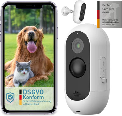 PetTec® Cam Free 2er Set - Wireless Haustierkamera Hundekamera mit App [OHNE ABO-Falle] - Katzen & H