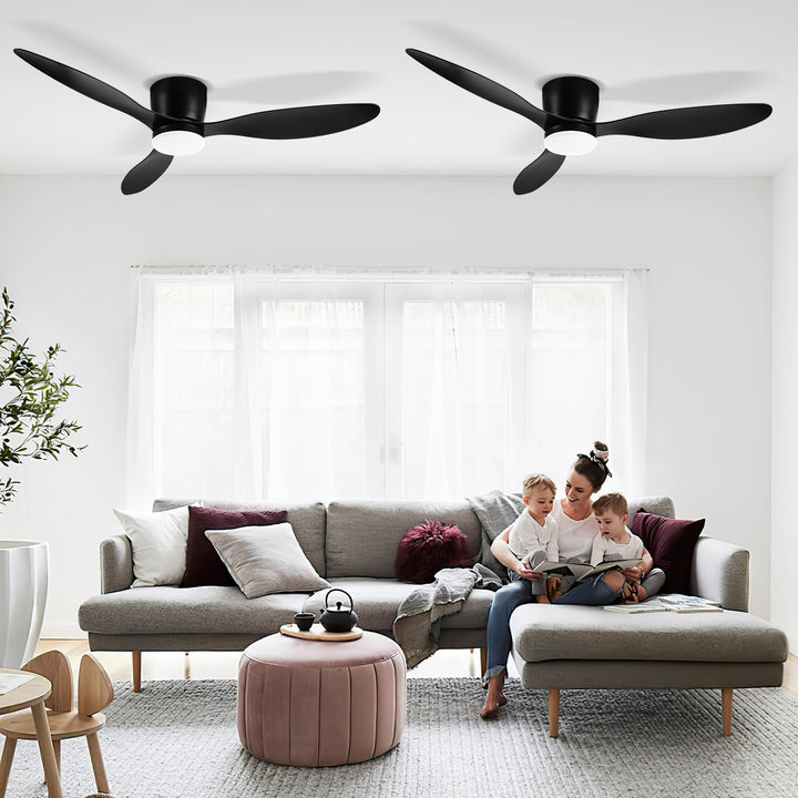 Fiqops 2x Deckenventilator mit Beleuchtung 132cm, Deckenleuchte mit Ventilator Fernbedienung und APP