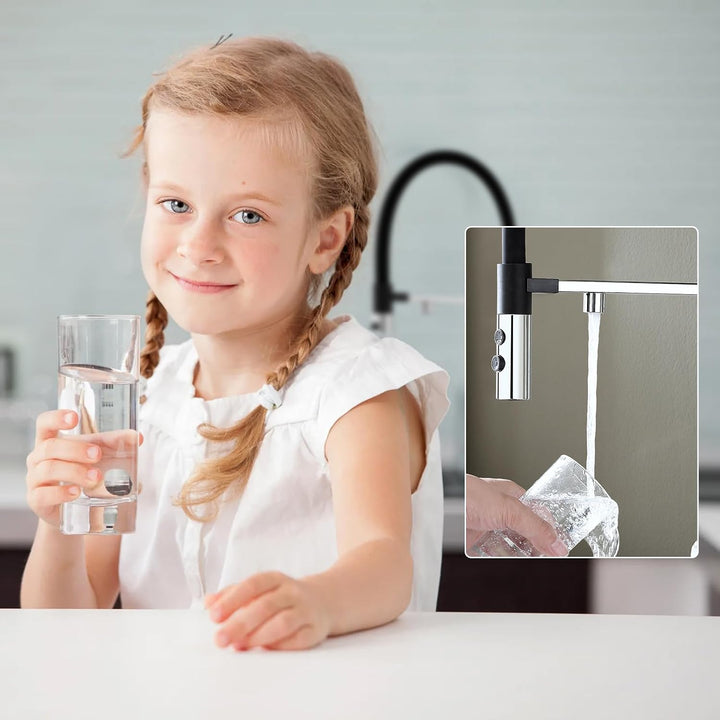 KEOKBON 3 Wege Wasserhahn, 360° Drehbar Küchenarmatur mit 2 Funktion Brause, 3 in 1 Mischbatterie Tr