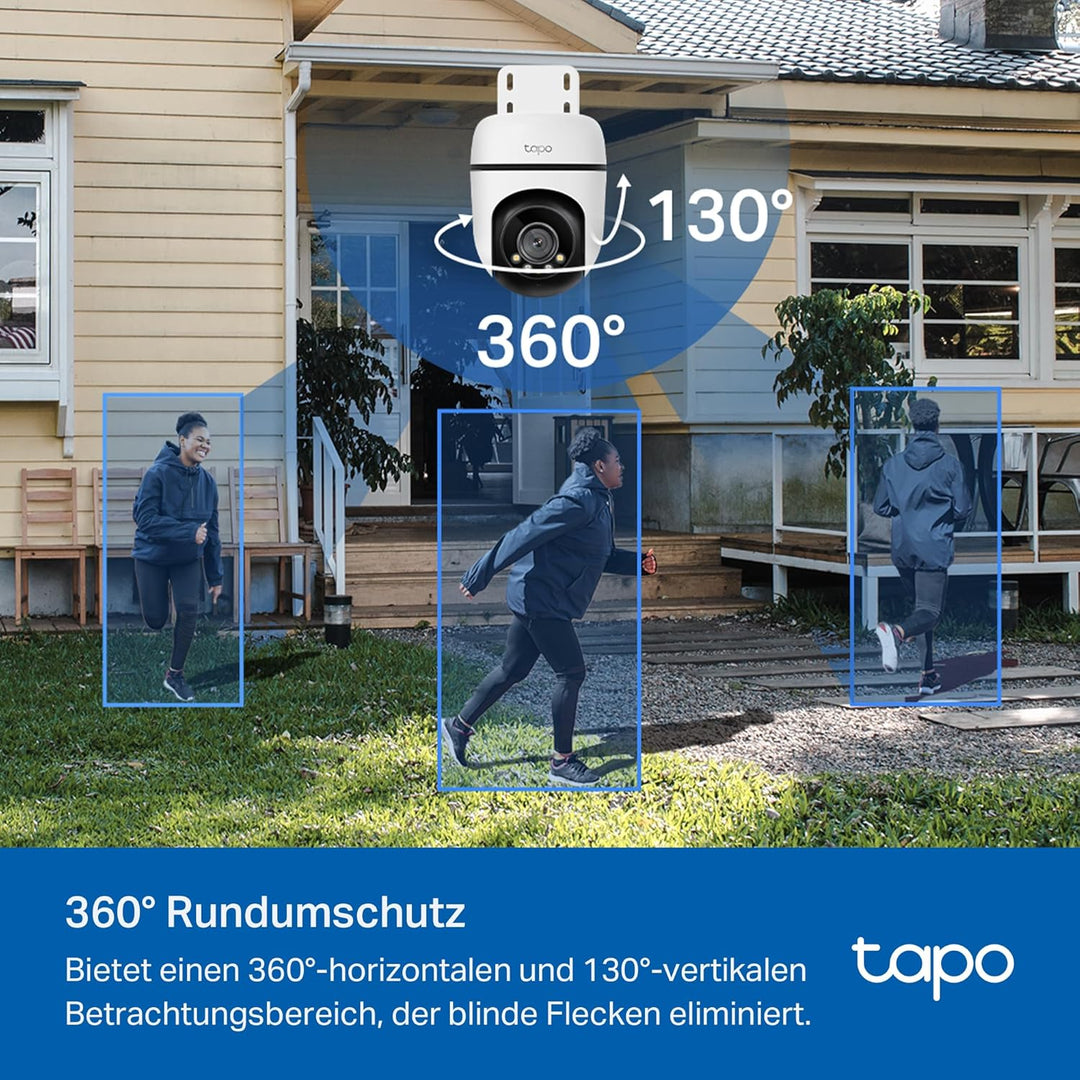 Tapo C51A 2K WLAN Überwachungskamera Aussen, 360° Schwenk-/Neige, Vollfarbige Nachtsicht, Personener