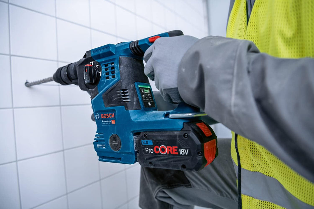 Bosch Professional 18V System Akku Bohrhammer GBH 18V-28 CF (inkl. Zusatzhandgriff, Fetttube, Schnel