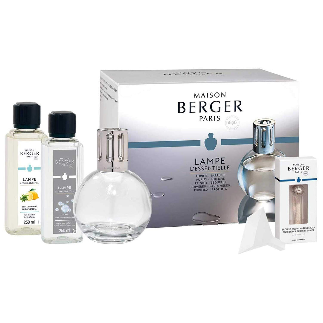 Lampe Berger Starter Set Essentiel Duftlampe, Glas, Transparent/Silber, 15 cm
