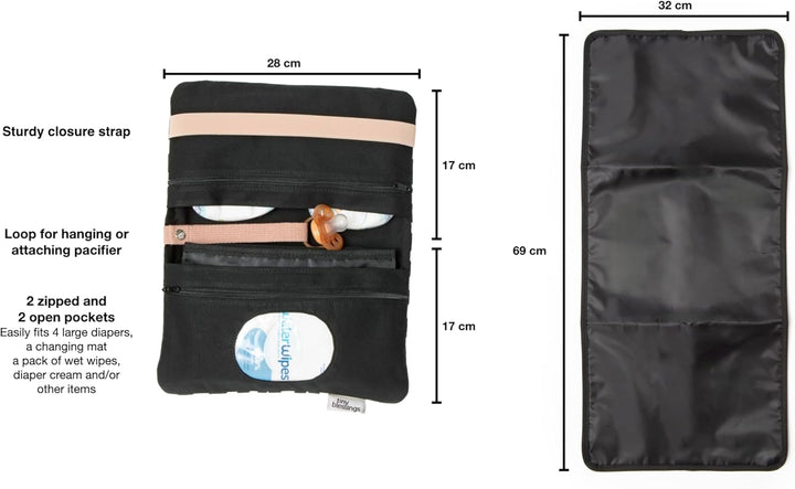 Tiny Blessings Windeltasche mit Wickelunterlage für unterwegs, Extra starkes Verschlussband, Schlauf