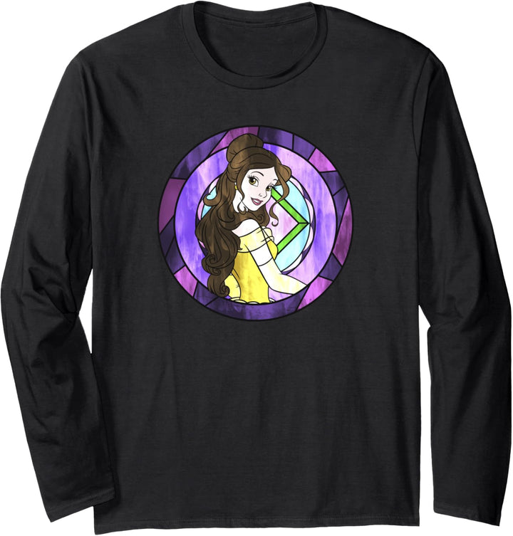 Disney Beauty And The Beast Belle Pose Neon Stained Glass Langarmshirt