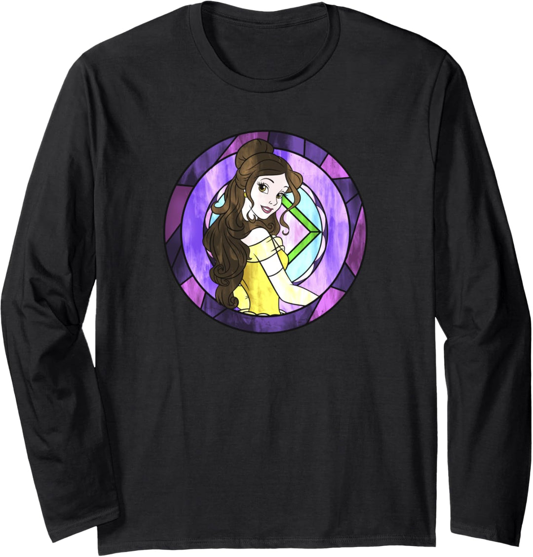 Disney Beauty And The Beast Belle Pose Neon Stained Glass Langarmshirt