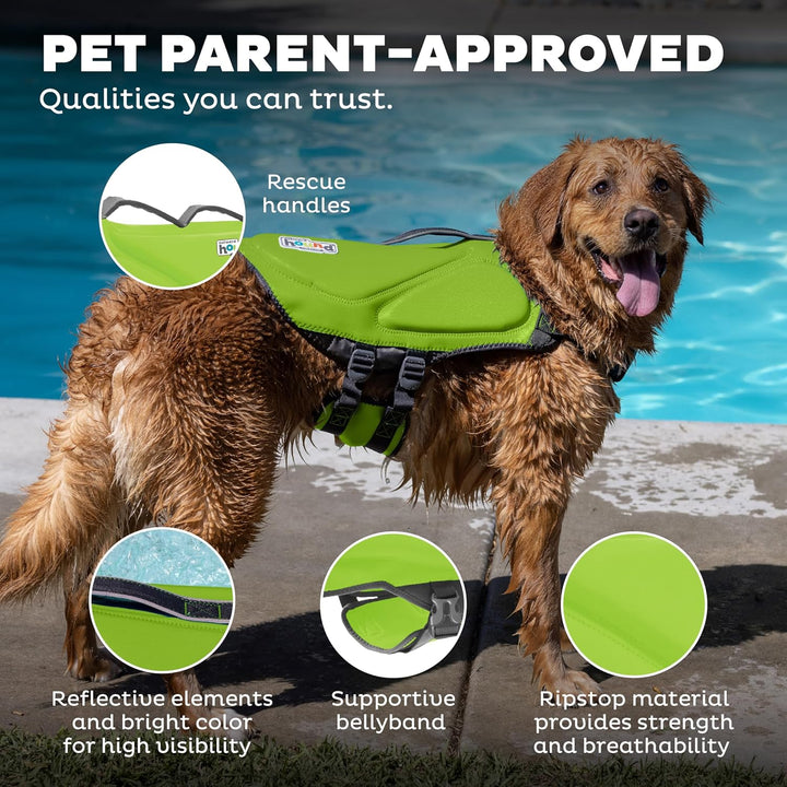 Outward Hound Dawson Swim Schwimmweste für Hunde, Grösse M, Grün, Medium (Chest Girth: 21"-27")