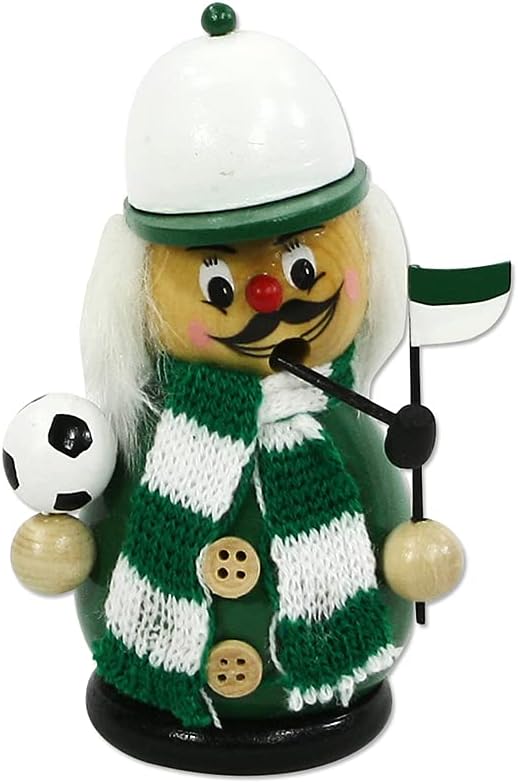 Räuchermann Fussballer mit Strickschal, grün / weiss, ca. 12 cm