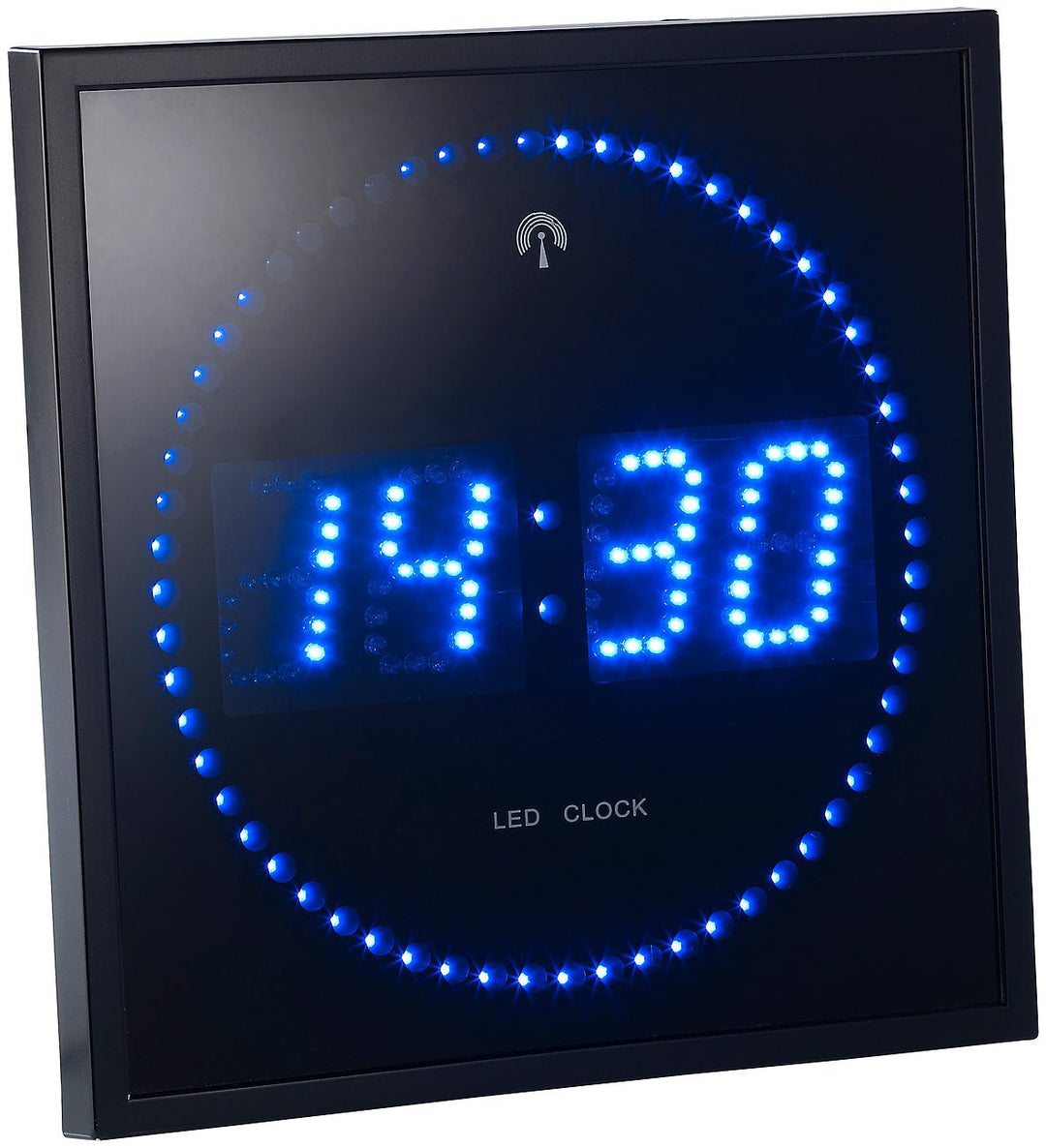 Lunartec LED Uhr: LED-Funk-Wanduhr mit Sekunden-Lauflicht durch Blaue LEDs (Funk-Wanduhr Digital bel