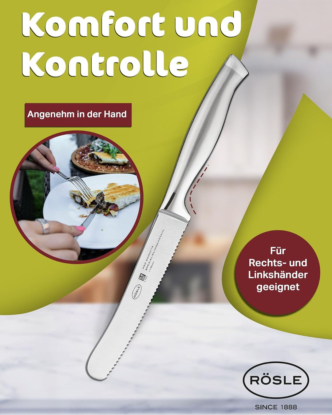 RÖSLE Frühstücksmesser Basic Line - 11 cm, hochwertiges Buttermesser, Brotzeitmesser für Brötchen un