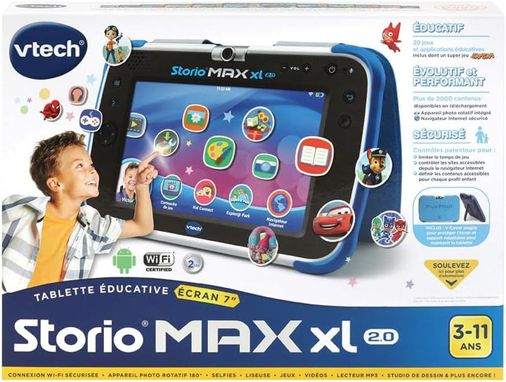VTech – Tablet Storio Max XL 2 blau – 7 Zoll Kinder-Tablet 1% Lernfunktion – französische Version Ei