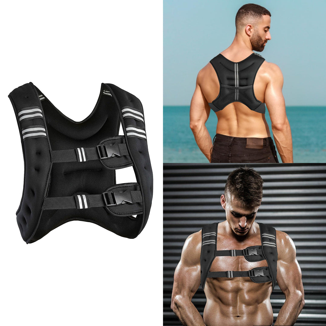 Gewichtsweste 10 kg/22 lbs, Trainingsweste Verstellbare, mit Eisengewichten, Schnallenriemen und Ref