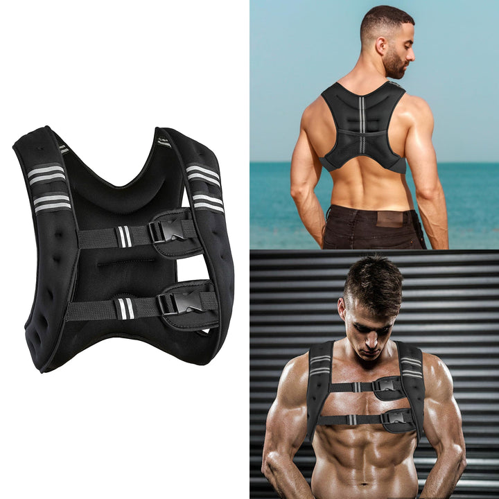 Gewichtsweste 10 kg/22 lbs, Trainingsweste Verstellbare, mit Eisengewichten, Schnallenriemen und Ref