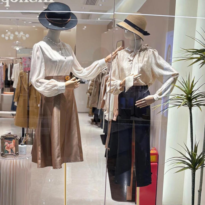 pujindu Schaufensterpuppe Körper Weiblich, Schneiderpuppe Torso mit Hölzernen Arm Abnehmbarer Kopf,