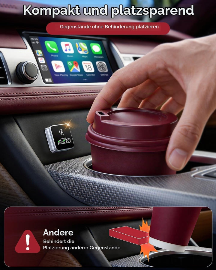 CarPlay Wireless Adapter, 2026 Upgrade entwickelt für CarPlay &amp; Android Auto, Plug &amp; Play, OTA-Updat