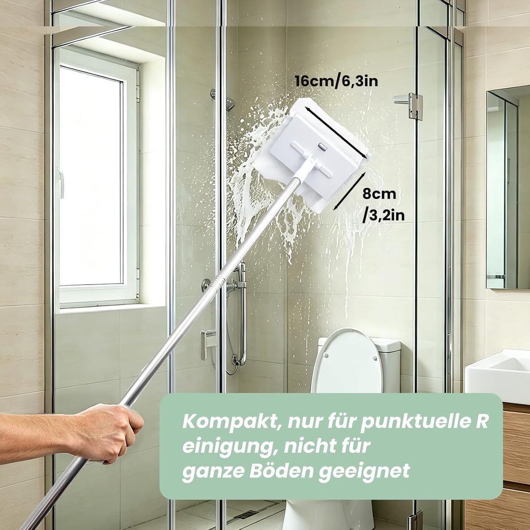 Wischmopp Mini Mopp mit Druck Klemm System, Mini Mop mit Automatischem Tuchwechsel, Bodenwischer Set