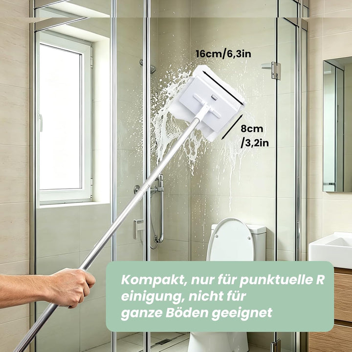 Wischmopp Mini Mopp mit Druck Klemm System, Mini Mop mit Automatischem Tuchwechsel, Bodenwischer Set