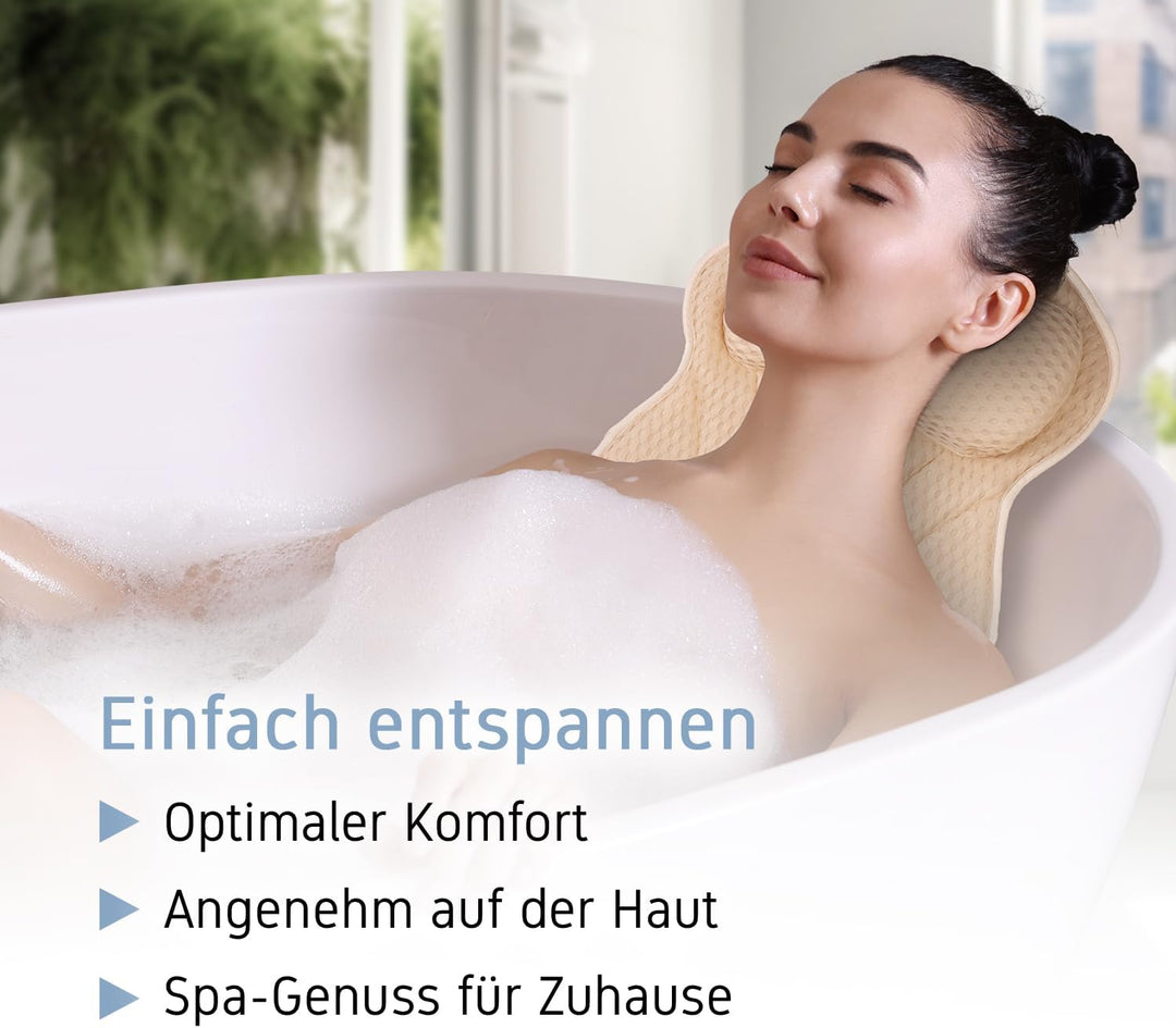 Badewannenkissen | Premium Badekissen für Badewanne mit Kopfstütze &amp; Nackenstütze | Kissen ideal als