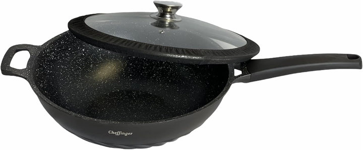 Cheffinger Pfannen-Set Ø 32cm »WOK Wokpfanne Pfanne mit Glasdeckel Induktion CF-DW32«