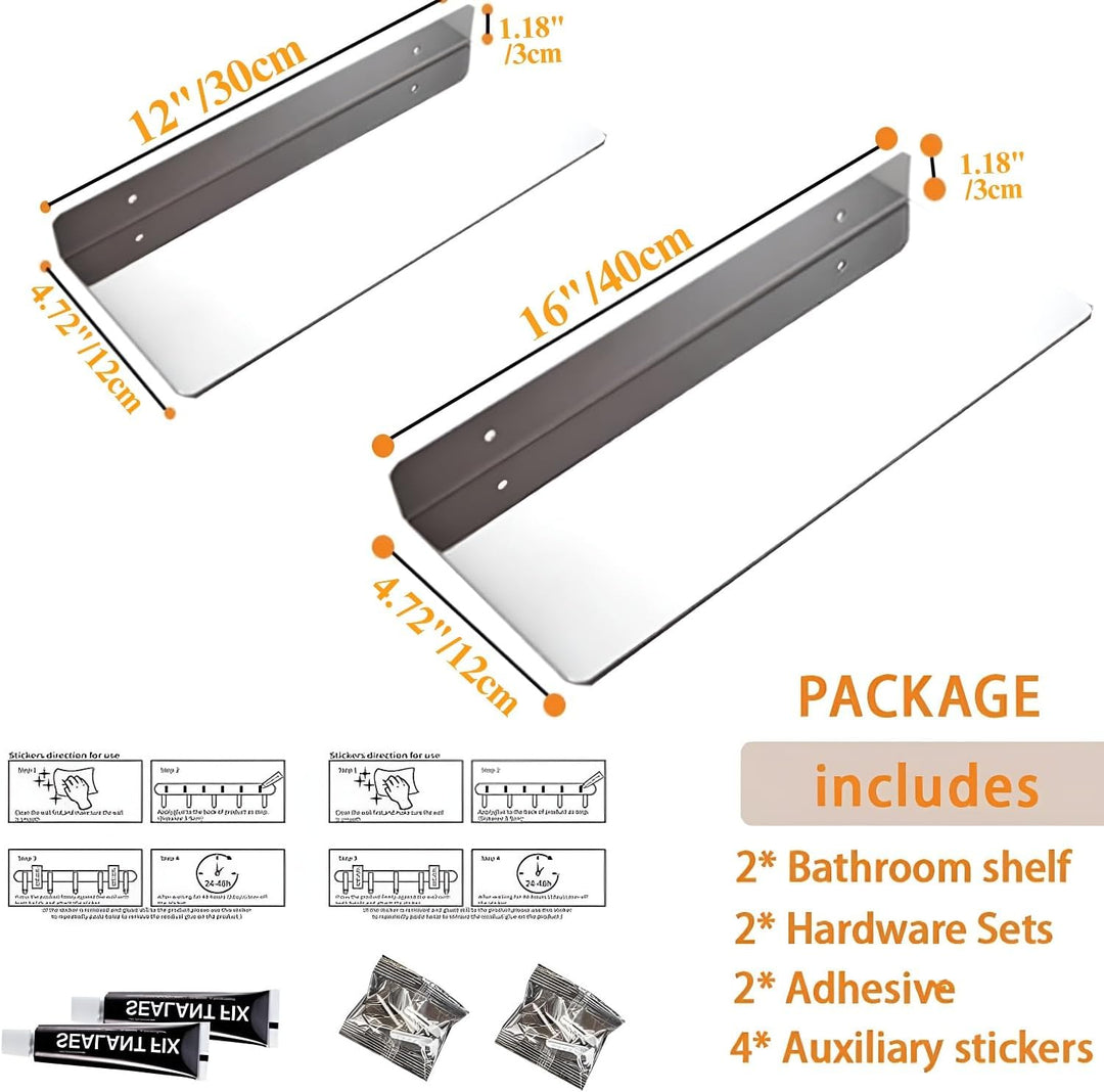Duschablage Ohne Bohren SUS304 Edelstahl Badablage Chrom Selbstklebende für Badezimmer Schlafzimmer