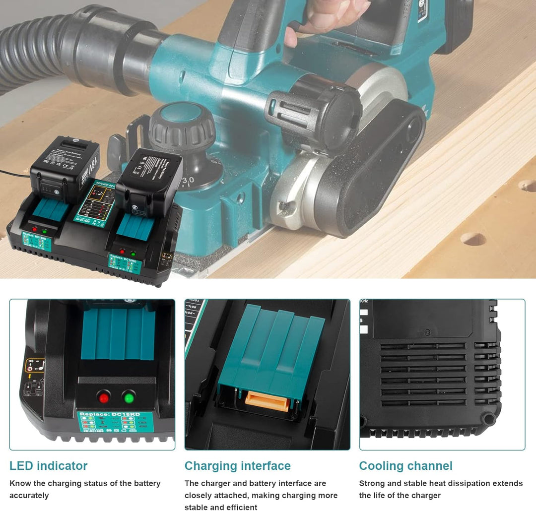 4A 14,4V~18V Dual Port Ersatz Ladegerät für Makita ASUNCELL DC18RD Li-ion Akku Schnellladegerät dopp
