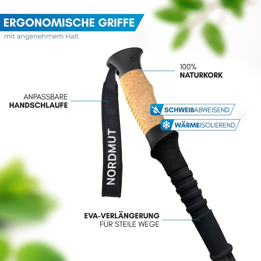NORDMUT® Wanderstöcke Teleskop | Nordic Walking Stöcke Damen und Herren | Ultraleichte Trekkingstöck