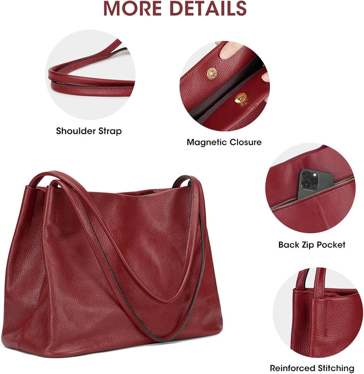 Kattee Soft Damen Echtes Leder Totes Umhängetasche Geldbörsen und Handtaschen Umhängetasche mit Magn
