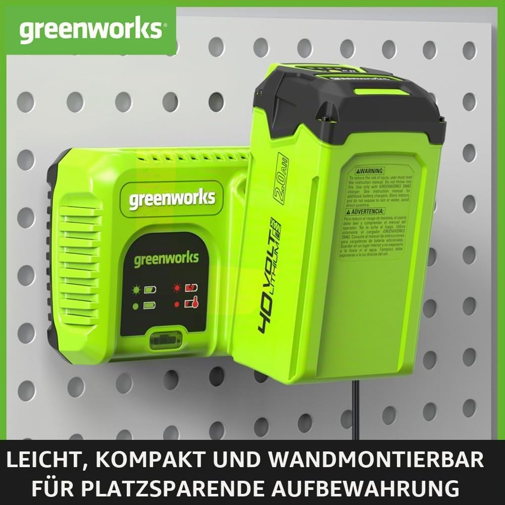 Greenworks 40V Akku Ladegerät - 40V 5A Schnellladegerät, erhöht die Batterielebensdauer, schnelles A