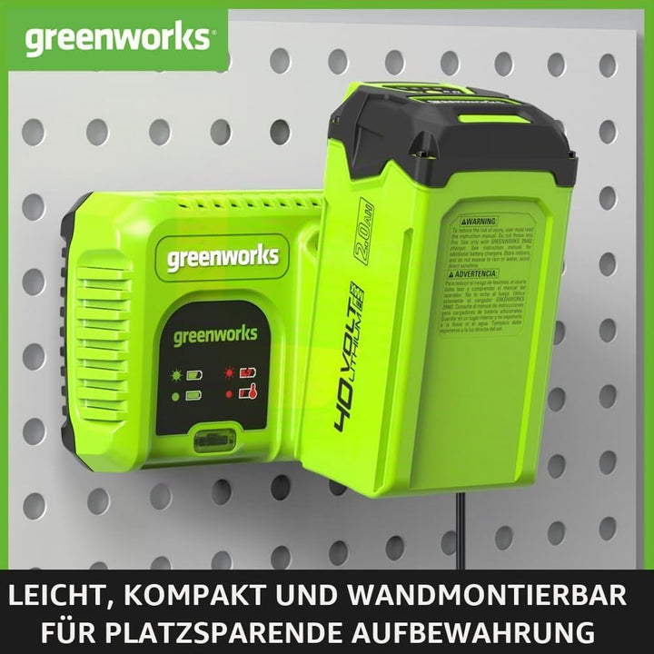 Greenworks 40V Akku Ladegerät - 40V 5A Schnellladegerät, erhöht die Batterielebensdauer, schnelles A