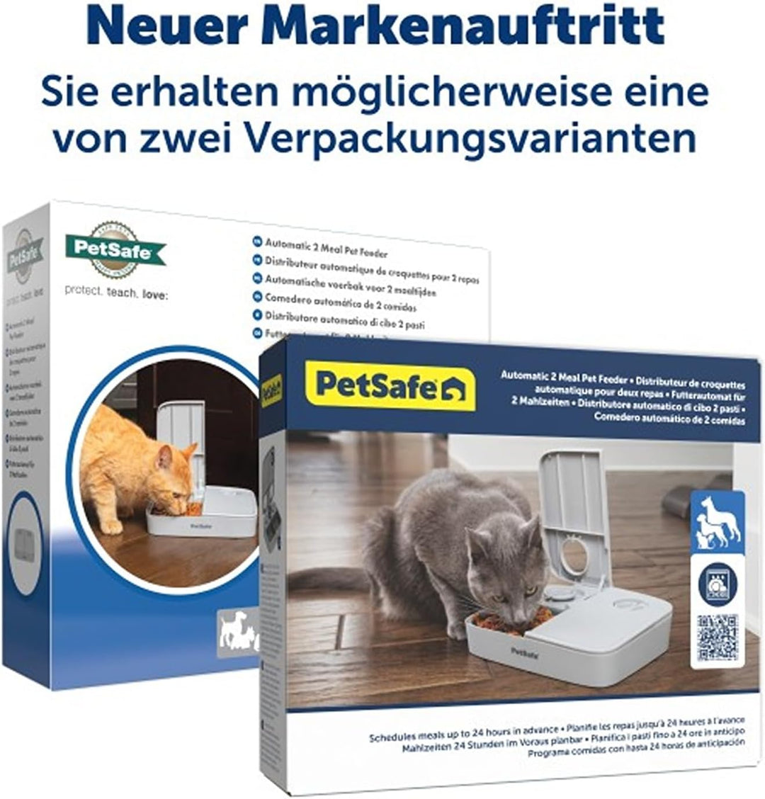 PetSafe Futterautomat für 2 Mahlzeiten, Integrierte Schaltuhren, BPA-freier Futternapf, Für Trockenf