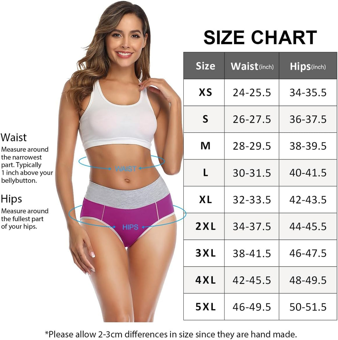 wirarpa Unterhosen Damen Baumwolle Unterwäsche Frauen Taillenslip Hohe Taille Slip 5er Pack XXL Mehr