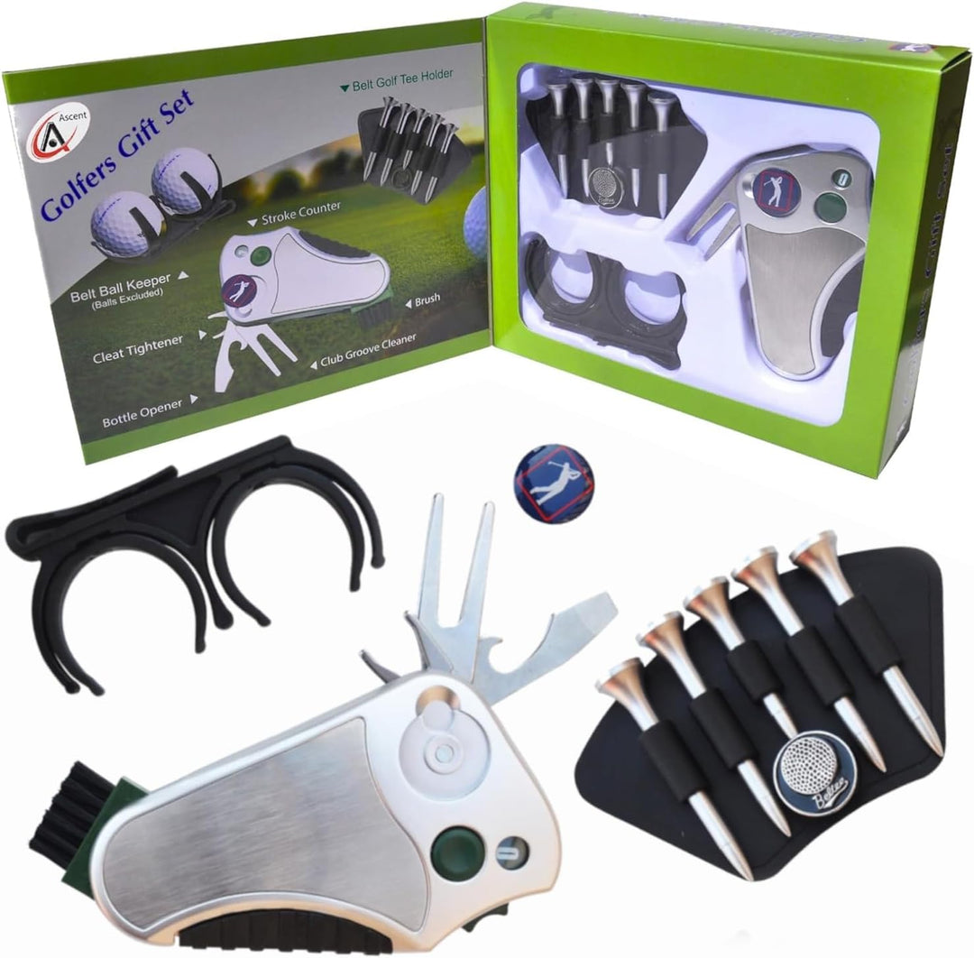 GOLFER 's Best Golf Geschenk Set: Werkzeug Reparatur - Stroke Zähler, Pitchgabel, Klampe Spanner, Cl