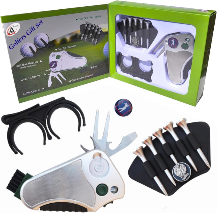 GOLFER 's Best Golf Geschenk Set: Werkzeug Reparatur - Stroke Zähler, Pitchgabel, Klampe Spanner, Cl