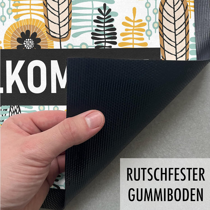 Trendation - Willkommen Fussmatte Grafik Schmutzfangmatte Geschenk Aussen Innenbereich 60x40 cm Wasc