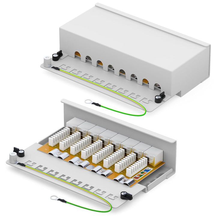 HB-DIGITAL 8-port CAT 6a LSA Patchpanel geschirmt Verteilerfeld Desktop & Wandmontage Patchfeld 8x R