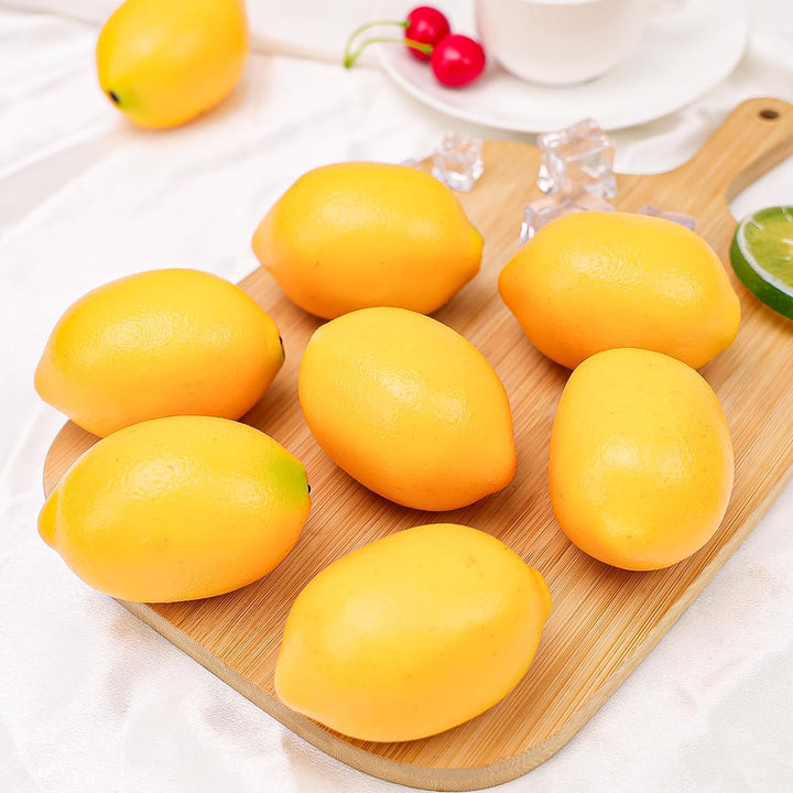 Gresorth 8 Stück Künstliche Lebensechte Gelb Zitrone Deko Gefälschte Früchte Obst Party Festival Dek