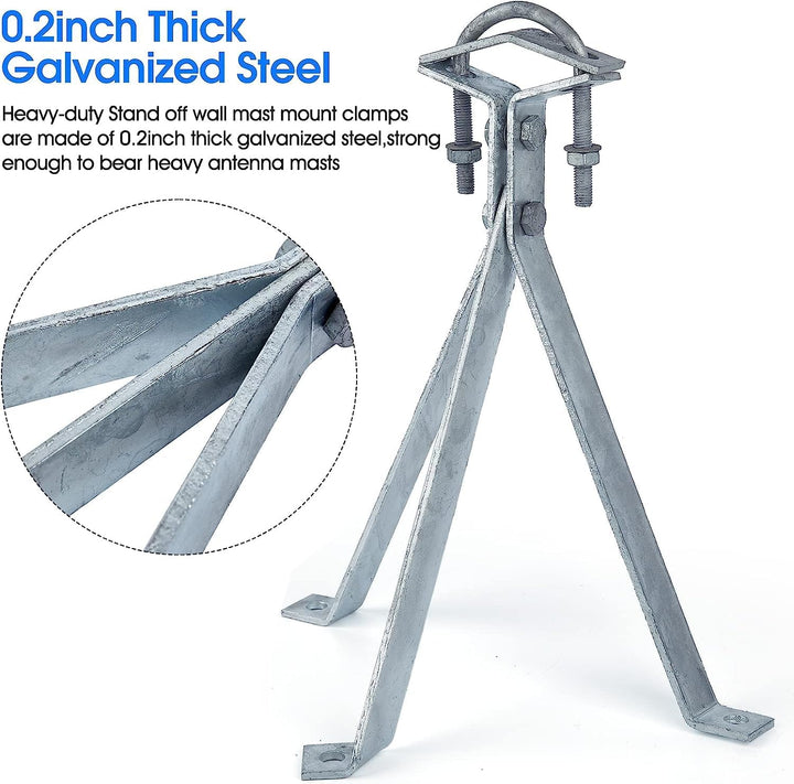 Windproof Stand Off Wall Mast Mount Satellite Dish Mounts (1 Pair Mount (3-Leg + 2-Leg), 35cm)