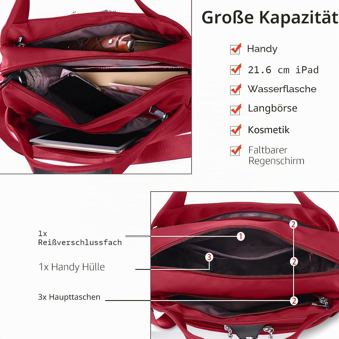 DIRRONA Damen Umhängetasche Multi Pocket Crossbody Bag Schultertaschen Leicht Handtasche Waterproof