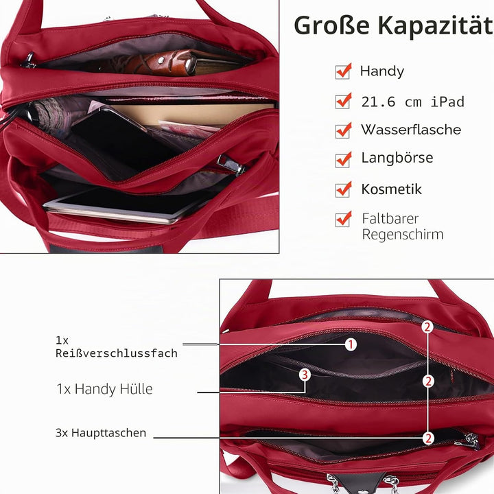 DIRRONA Damen Umhängetasche Multi Pocket Crossbody Bag Schultertaschen Leicht Handtasche Waterproof