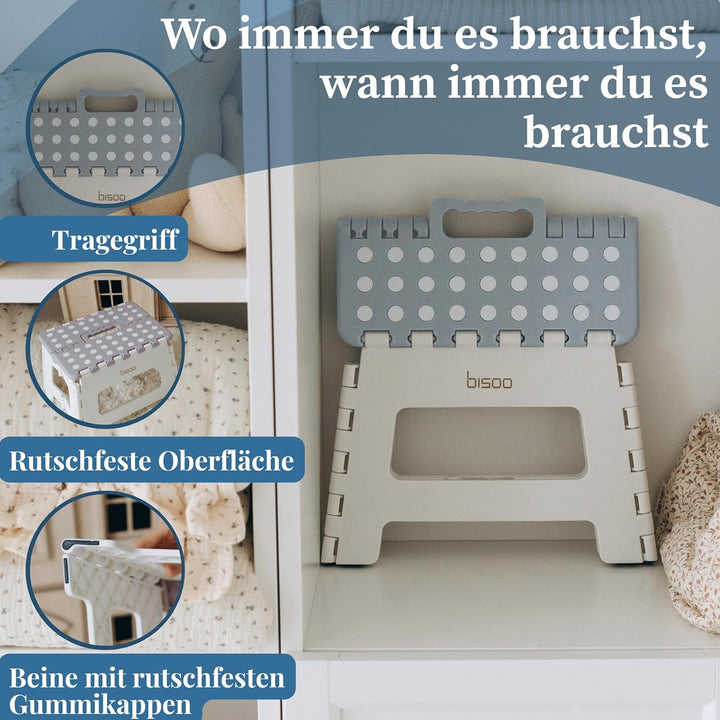 BISOO Tritthocker Kinder - Klapphocker Faltbar 120Kg für Bad & Küche - Hocker Klappbar für Kinder &